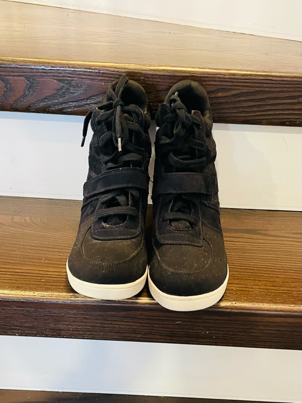 Airwalk Women’s Black platform Wedge Sneakers with White Sole